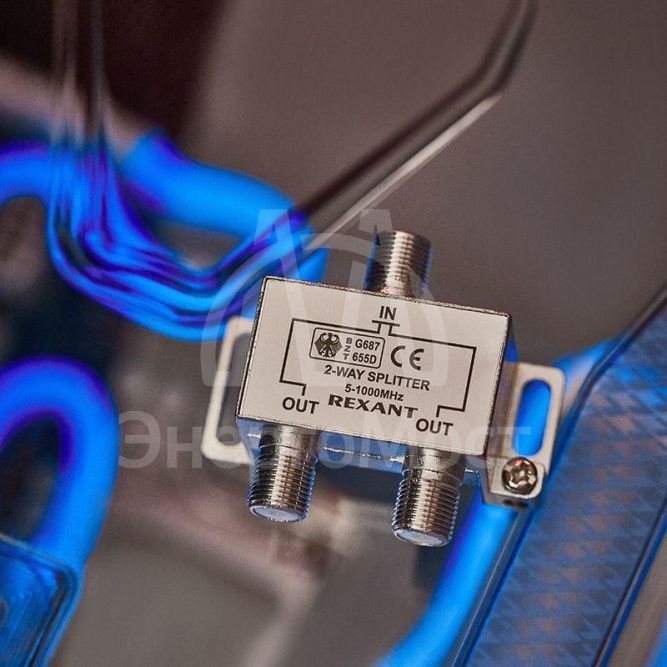 Делитель ТВ &amp;quot;краб&amp;quot; х2 под F разъем 5-1000 МГц Rexant 05-6001