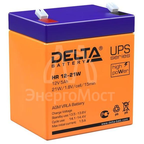 Аккумулятор UPS 12В 5А.ч Delta HR 12-21 W
