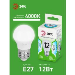 Лампа светодиодная GREEN LINE P45-12W-840-E27 GL 12Вт шар 4000К яркий свет бел. E27 Эра Б0067050