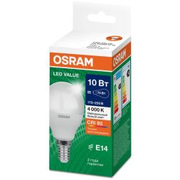 Лампа светодиодная LED G4 Value LVCLP75 10W/940 CRI95 10Вт 4000К 1000лм шар матов. E14 170-250В OSRAM 4058075579743