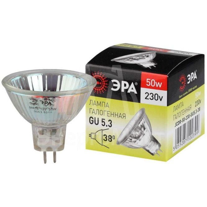 Лампа галогенная GU5.3-JCDR (MR16) -50W-230V-Cl ЭРА C0027365
