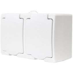 Блок ОП Аллегро роз. + роз. с заземл. защ. шторки с крыш. IP54 бел. UNIVersal 5562951