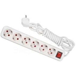 Удлинитель 6х2м с заземл. 16А IP20 с выкл. LEZARD 720-0602-602