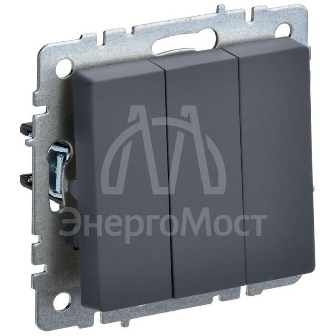 Выключатель 3-кл. СП BRITE ВС10-3-0-БрГ 10А графит IEK BR-V30-0-10-K53