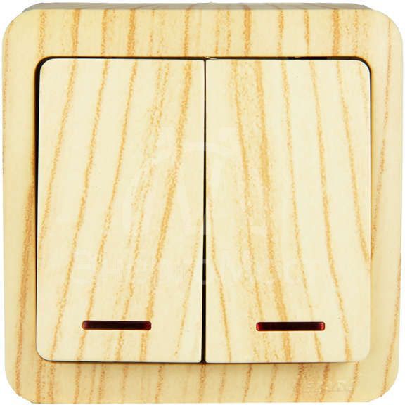 Выключатель 2-кл. 1п ОП Viola 10А IP20 с подсветкой беленый дуб LEZARD 751-5200-112