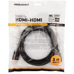 Кабель HDMI - HDMI 2.0 3м Gold PROCONNECT 17-6105-6