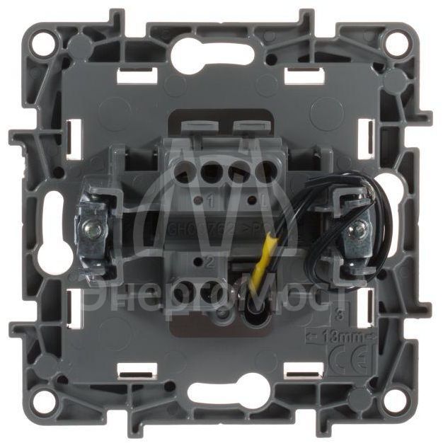 Механизм выключателя 1-кл. СП Etika 10А IP20 250В 10AX с подсветкой/индикацией безвинт. зажимы бел. Leg 672203