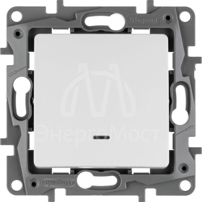 Механизм выключателя 1-кл. СП Etika 10А IP20 250В 10AX с подсветкой/индикацией безвинт. зажимы бел. Leg 672203