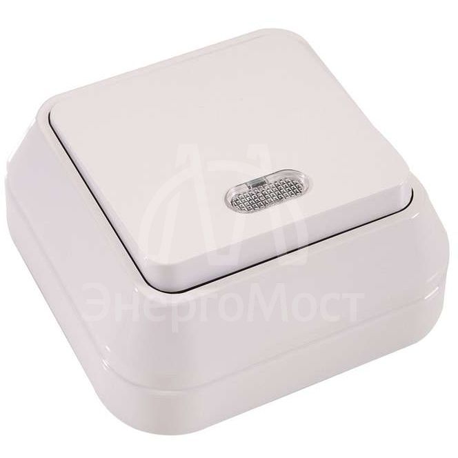 Выключатель 1-кл. ОП 10А IP20 с подсветкой бел. Makel 45121