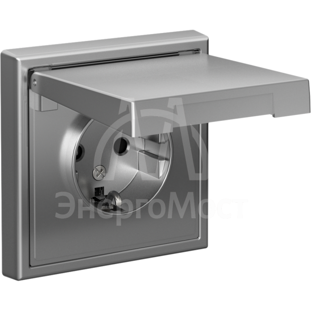 Розетка ArtGallery 16А IP20 с заземл. защ. шторки с крышкой механизм сталь SE GAL000946