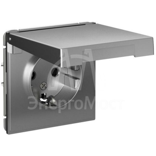 Розетка ArtGallery 16А IP20 с заземл. защ. шторки с крышкой механизм сталь SE GAL000946