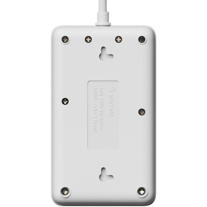 Удлинитель с сетевым фильтром 3х1.5м 10А 4USB + 2USBC 2500Вт ПВС 3х1 прямоуг. бел. КОСМОС FKsm1.5m-3gPF(W)USB