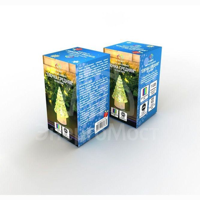 Фигура светодиодная &amp;quot;Елочка средняя&amp;quot; на подставке (батарейки 3хAG13(LR44) в компл.) 10.5см 1LED IP20 4.5В RGB NEON-NIGHT 501-048