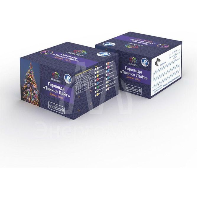 Гирлянда &amp;quot;ТВИНКЛ ЛАЙТ LED&amp;quot; (с контроллером 8 режимов) 20м 200LED 20Вт 220В IP44 мульти. NEON-NIGHT 303-149