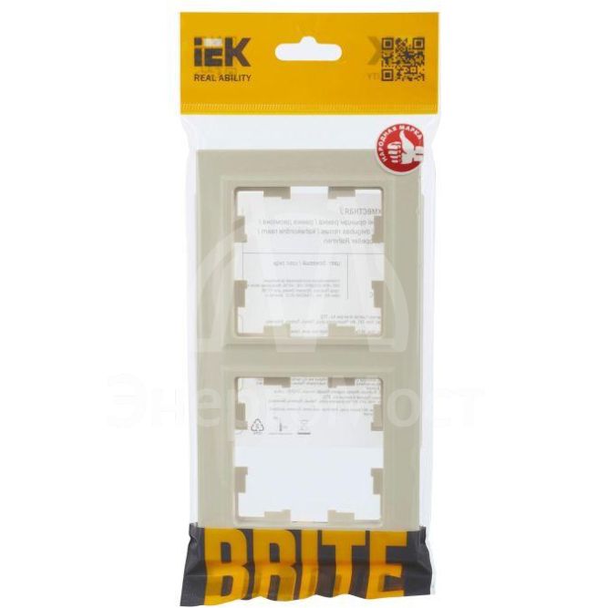 Рамка 2-м BRITE РУ-2-БрКр беж. IEK BR-M22-K10
