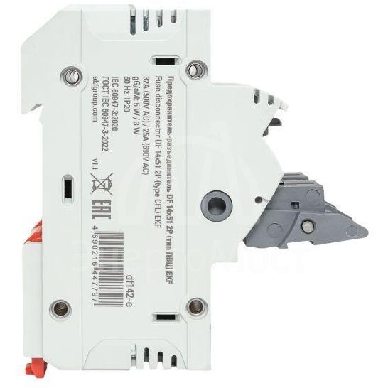 Предохранитель-разъединитель DF 14х51 2п (тип ПВЦ) EKF df142-e