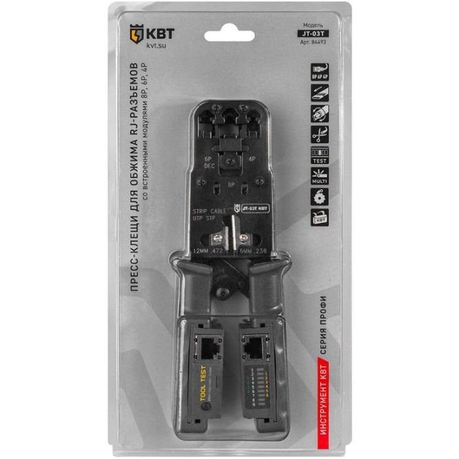 Пресс-клещи для RJ-разъемов с тестером JT-03T КВТ 84493