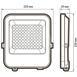 Прожектор светодиодный PFL-S4-100w 6500К 80град. с клапаном IP65 JazzWay 5036437