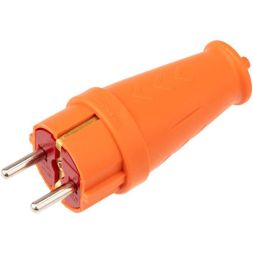 Вилка прямая влагозащ. 16А IP44 с заземл. COMPACT каучук оранж. Rexant 111-202