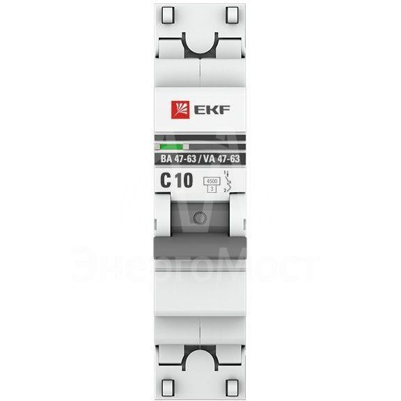 Выключатель автоматический модульный 1п C 10А 4.5кА ВА 47-63 PROxima EKF mcb4763-1-10C-pro