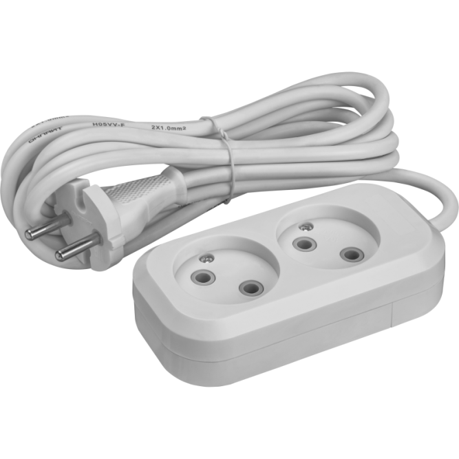 Удлинитель 2х2м без заземл. 10А IP20 90503 OPE-S-02-200-X-2х1 ОНЛАЙТ 90503 