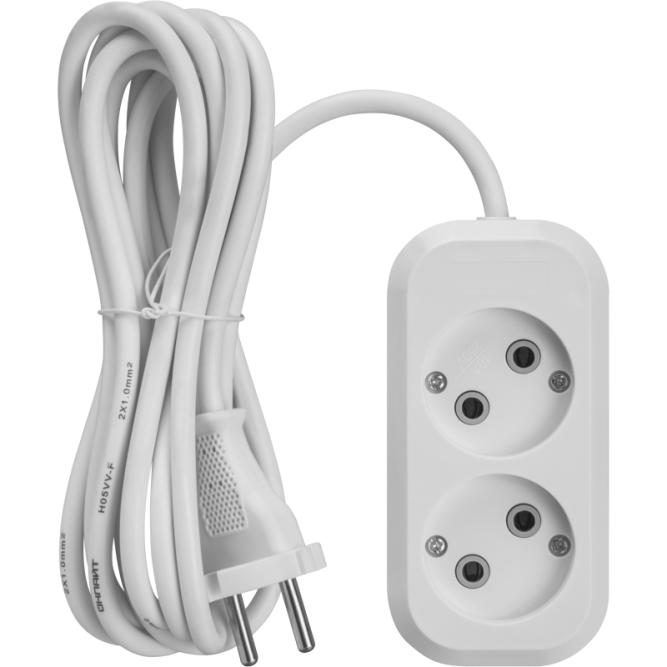 Удлинитель 2х2м без заземл. 10А IP20 90503 OPE-S-02-200-X-2х1 ОНЛАЙТ 90503 
