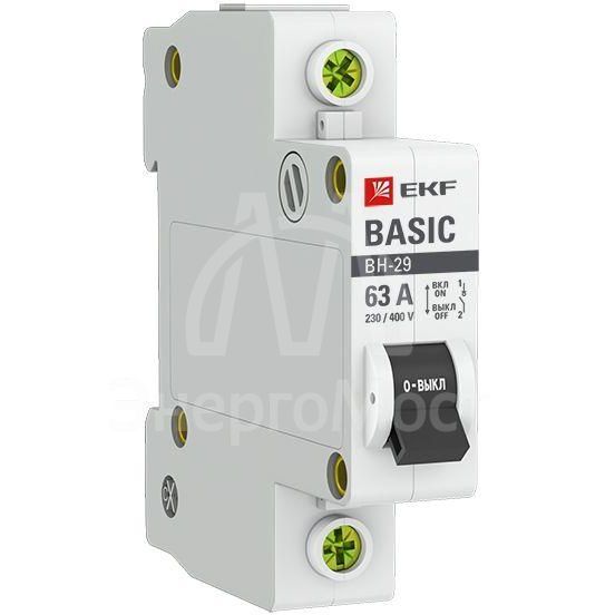 Выключатель нагрузки 1п 63А ВН-29 Basic EKF SL29-1-63-bas