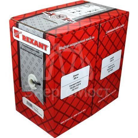 Кабель витая пара F/UTP 2х2х24AWG кат.5E solid CU PVC сер. (м) Rexant 01-0122