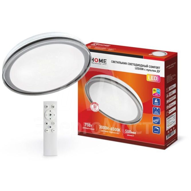 Светильник светодиодный COMFORT LEGION 75Вт 230В 3000-6500К 6000лм 500х100мм с пультом ДУ IN HOME 4690612035734