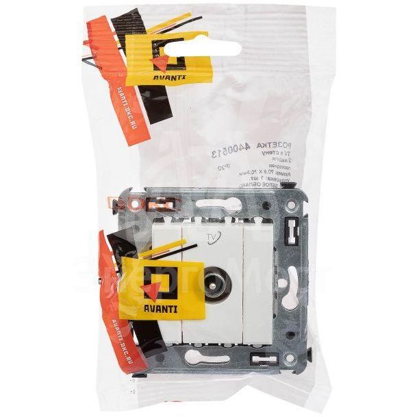 Розетка телевизионная проходная TV СП Avanti &amp;quot;Белое облако&amp;quot; DKC 4400513