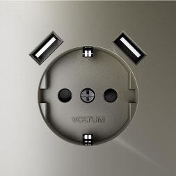 Розетка 1-м СП S70 16А с USB A+A с заземл. защ. шторки механизм шелк Voltum VLS040404