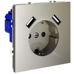 Розетка 1-м СП S70 16А с USB A+A с заземл. защ. шторки механизм шелк Voltum VLS040404