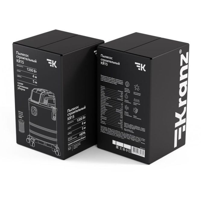 Пылесос строительный KR15 1200Вт 15л 4м Kranz KR-16-1115