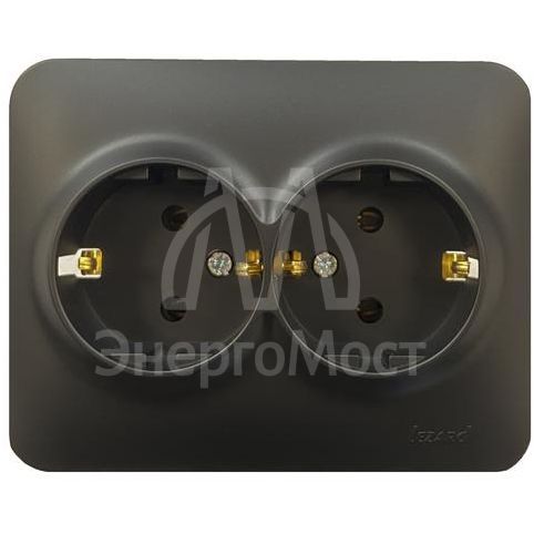 Розетка 2-м Karina Life с заземл. ПБТ черн. бархат LEZARD 708-4200-127B