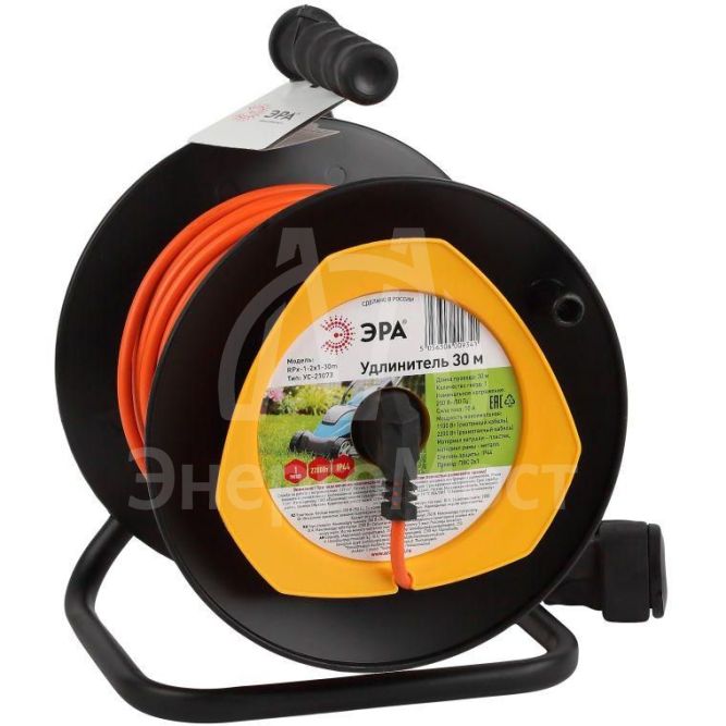 Удлинитель силовой RPx-1-2x1-30m на пластик. катушке б/з 1гнездо 30м ПВС 2х1 Эра Б0046833