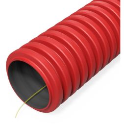 Труба гофрированная двустенная ПНД гибкая d32мм с протяжкой SN8 450 красн. (уп.50м) Промрукав PR15.0251