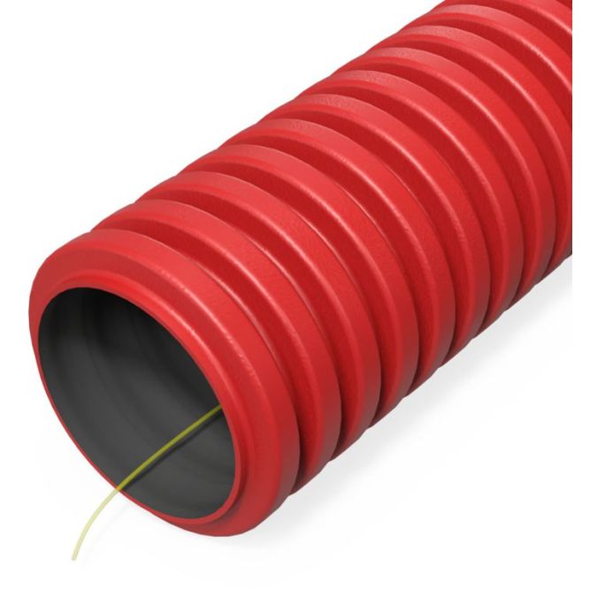 Труба гофрированная двустенная ПНД гибкая d32мм с протяжкой SN8 450 красн. (уп.50м) Промрукав PR15.0251
