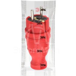 Вилка каучуковая з/з прямая 16А IP44 красн. V8-RED-IP44 Эра Б0044547