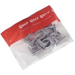 Держатель для труб (клипса) для ручного монтажа d25мм сер. Plast (уп.10шт) EKF derj-z-25sn-r
