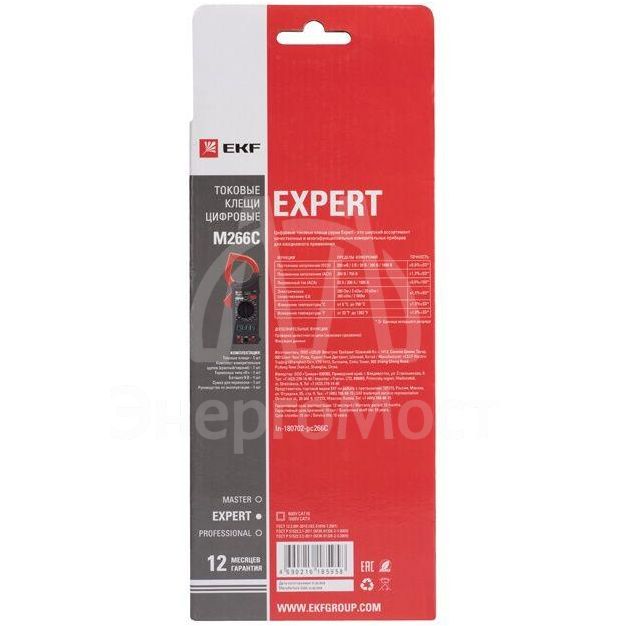 Клещи токовые цифровые M266C Expert EKF In-180702-pc266C