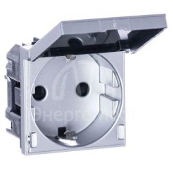 Механизм розетки Zenit 16А 250В с защ. крышкой защ. шторки с заземл. серебристый ABB 2CLA228810N1301