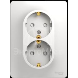 Розетка 2-м СП Glossa защ. шторки с заземл. в сборе бел. SchE GSL000126