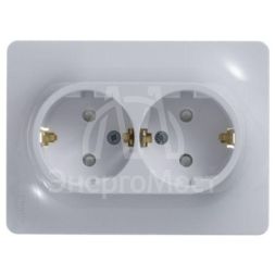 Розетка 2-м СП Glossa защ. шторки с заземл. в сборе бел. SchE GSL000126