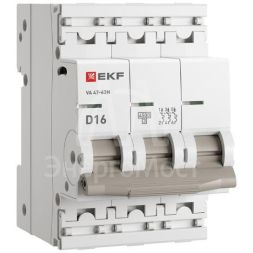 Выключатель автоматический 3п D 16А 4.5кА ВА 47-63N PROxima EKF M634316D