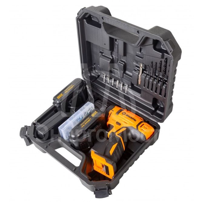 Дрель-шуруповерт Вихрь ДА-20Л-2КА с набором оснастки 65 предметов