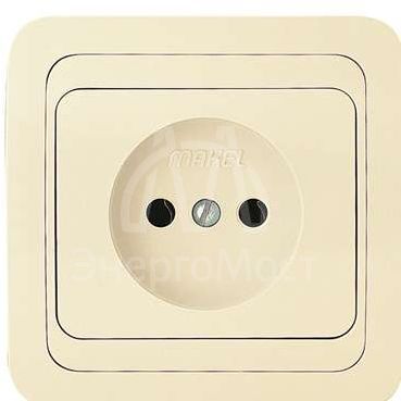 Розетка 1-м СП Mimoza 16А IP20 без заземл. крем/крем Makel 25022