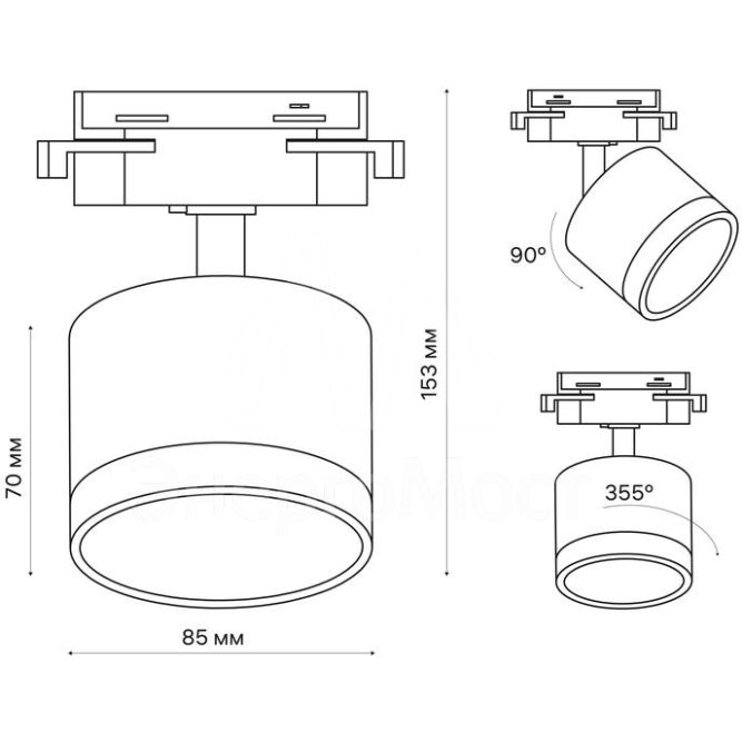 Светильник трековый ARTLINE поворотный 85х85х70мм GX53 230В алюм./пластик. 4кв.м бел. Ritter 59861 3