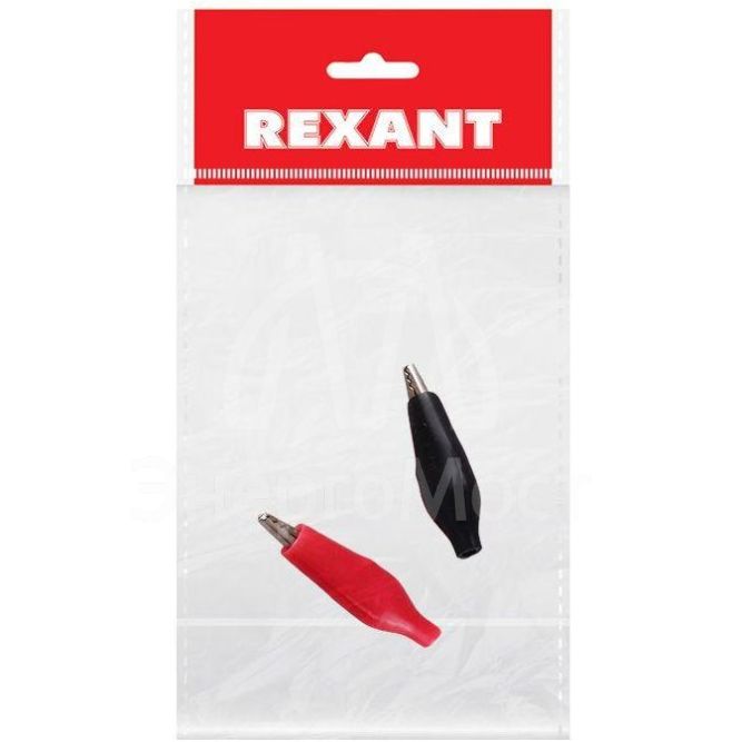 Зажим &amp;quot;крокодил&amp;quot; 5А 40мм в изоляторе (пакет Боб) (уп.2шт) Rexant 16-0001-9