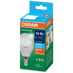 Лампа светодиодная LED G4 Value LVCLP75 10W/965 CRI95 10Вт 6500К 1000лм шар матов. E14 170-250В OSRAM 4058075579774
