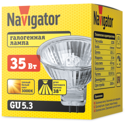 Лампа галогенная 94 205 JCDR 35Вт GU5.3 230В 2000h Navigator 94205